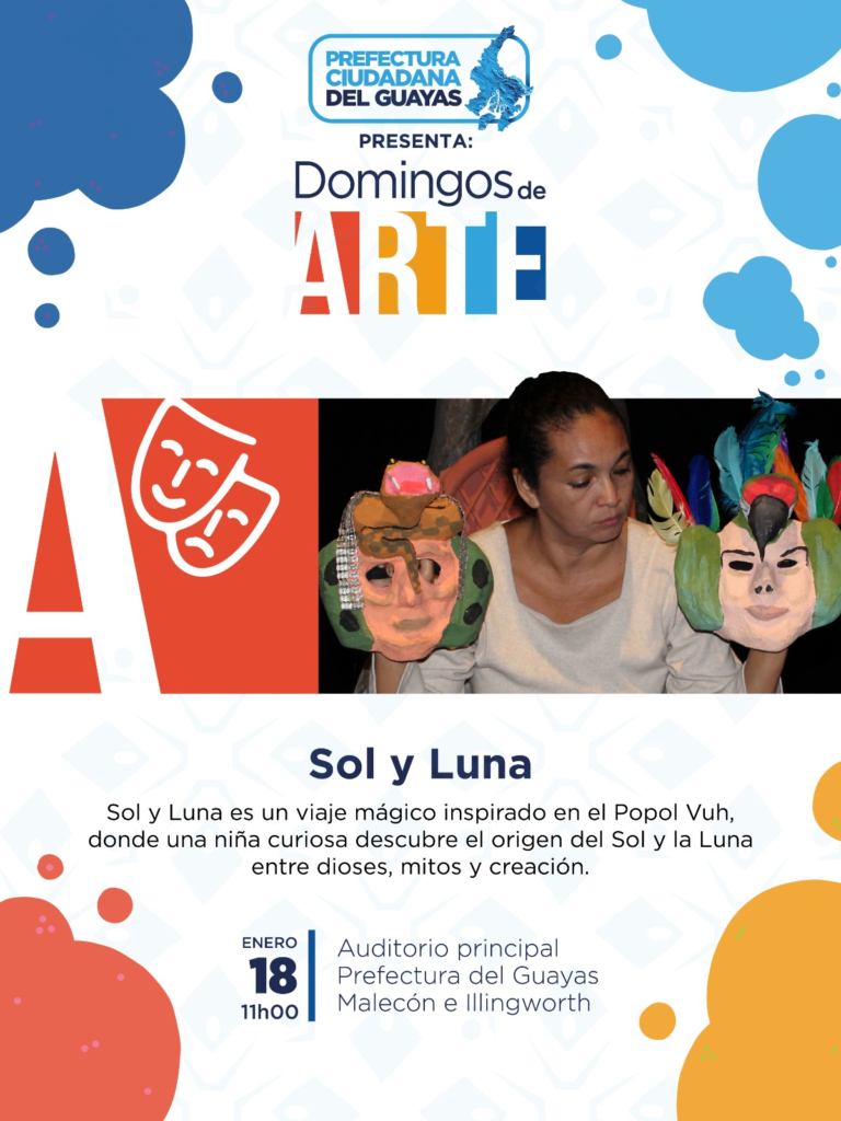 Presentación de la obra teatral Sol y Luna durante el programa Domingos de Arte en la Prefectura del Guayas